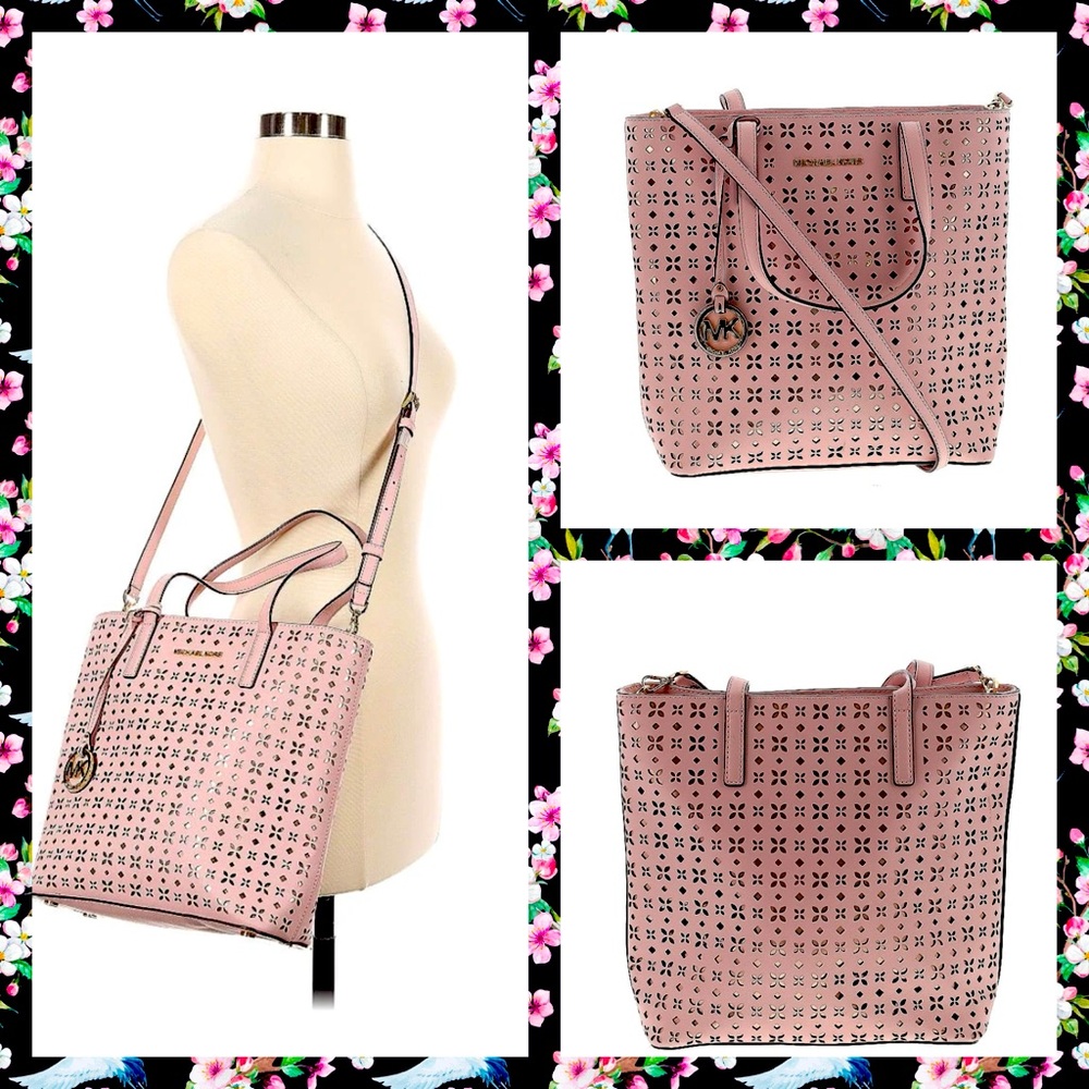 Michael Kors Laser Print Dusty Rose & Gold Tote - Picture 4 of 7